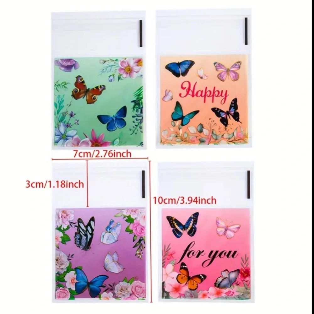 25 Butterfly Self Adhesive Cellophane Bags
